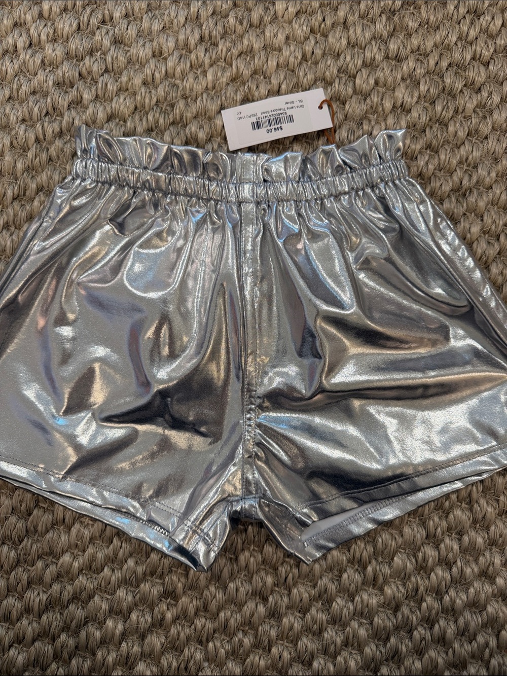 Pink Chicken Metallic Silver Athletic Shorts